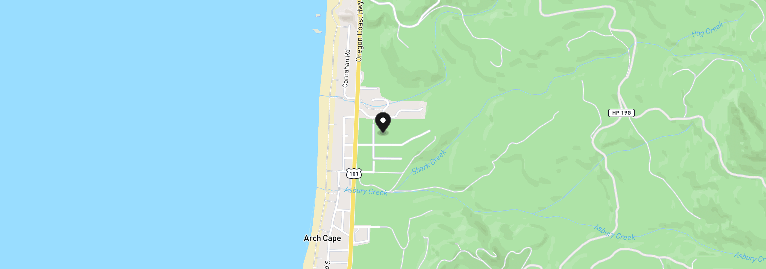 Map showing the location of Hemlock Ln, Arch Cape, OR 97102