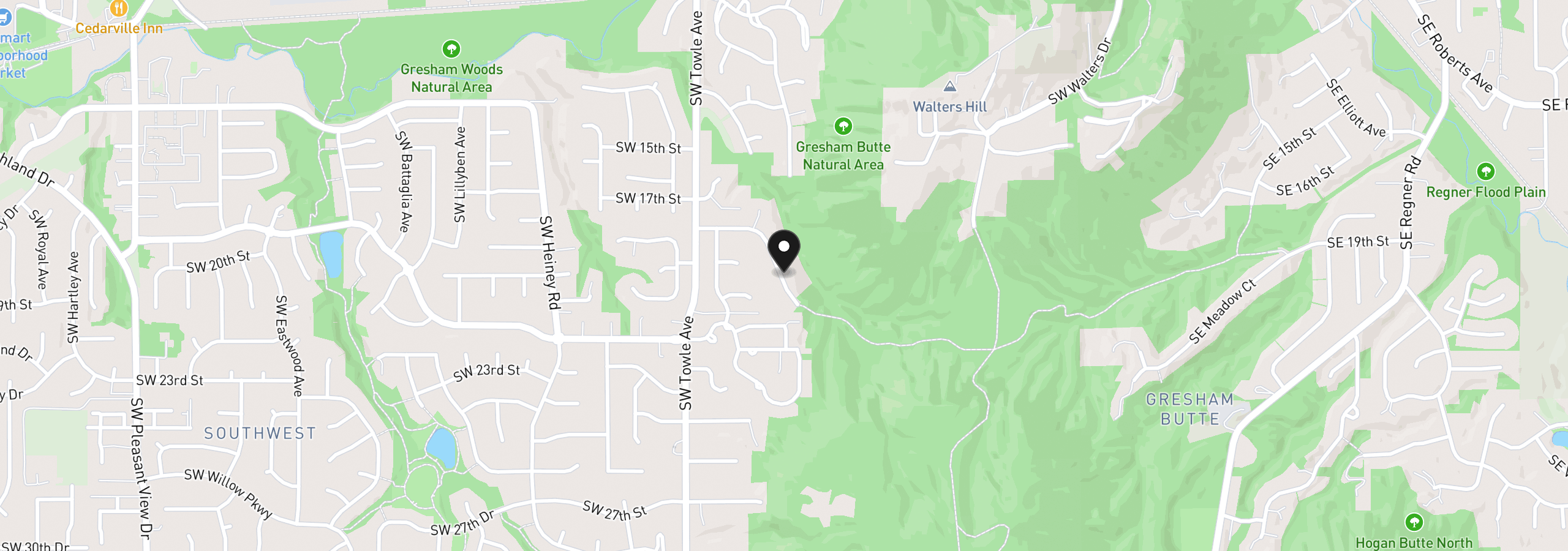 Map showing the location of 1333 SW 19th Dr, Gresham, OR 97080