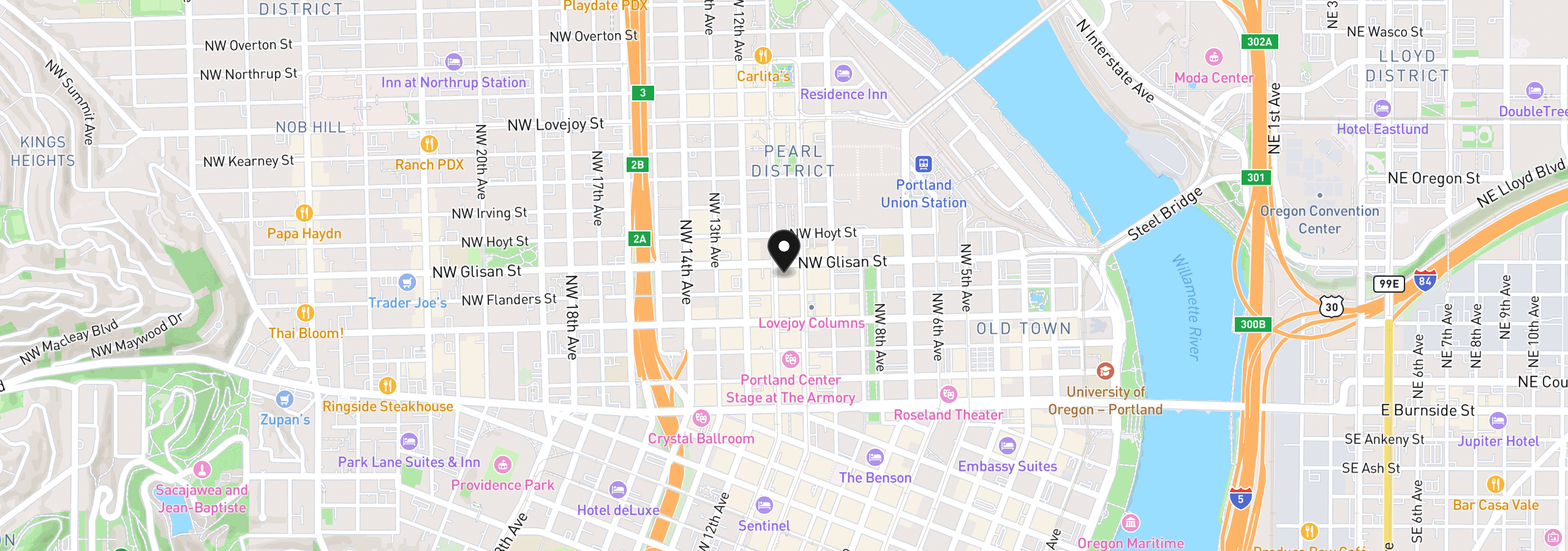 Map showing the location of 420 NW 11th Ave 712, Portland, OR 97209