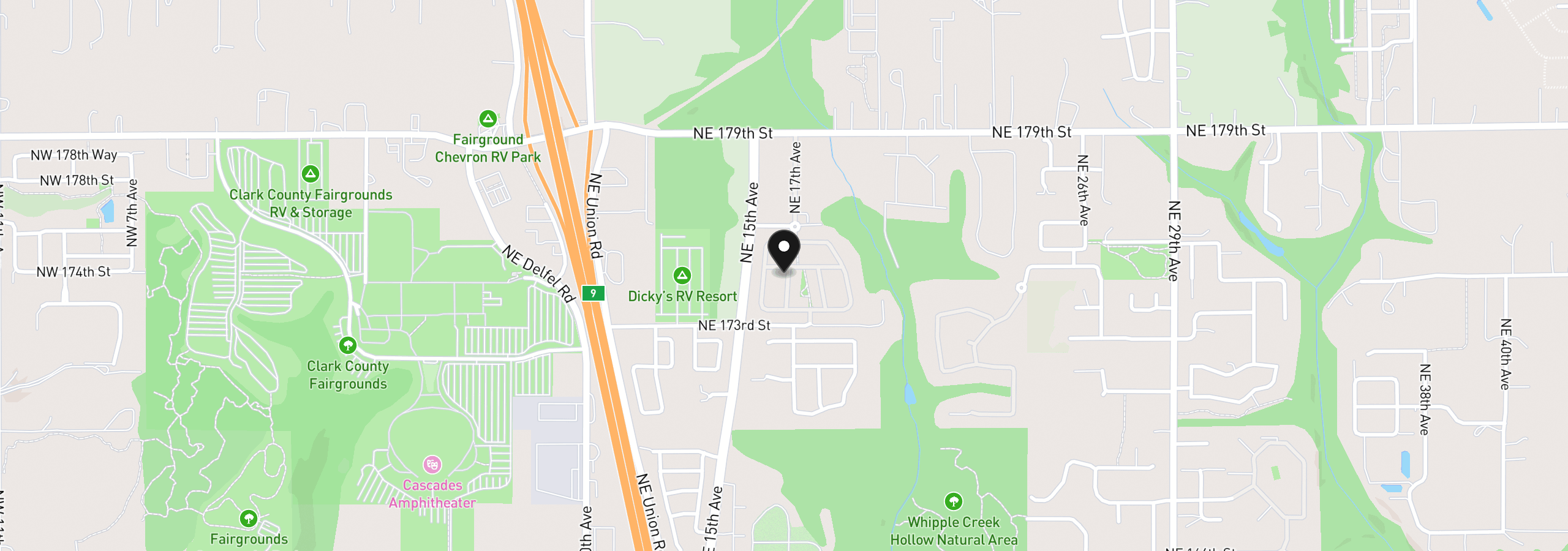 Map showing the location of 1619 NE 174th St, Ridgefield, Wa 98642