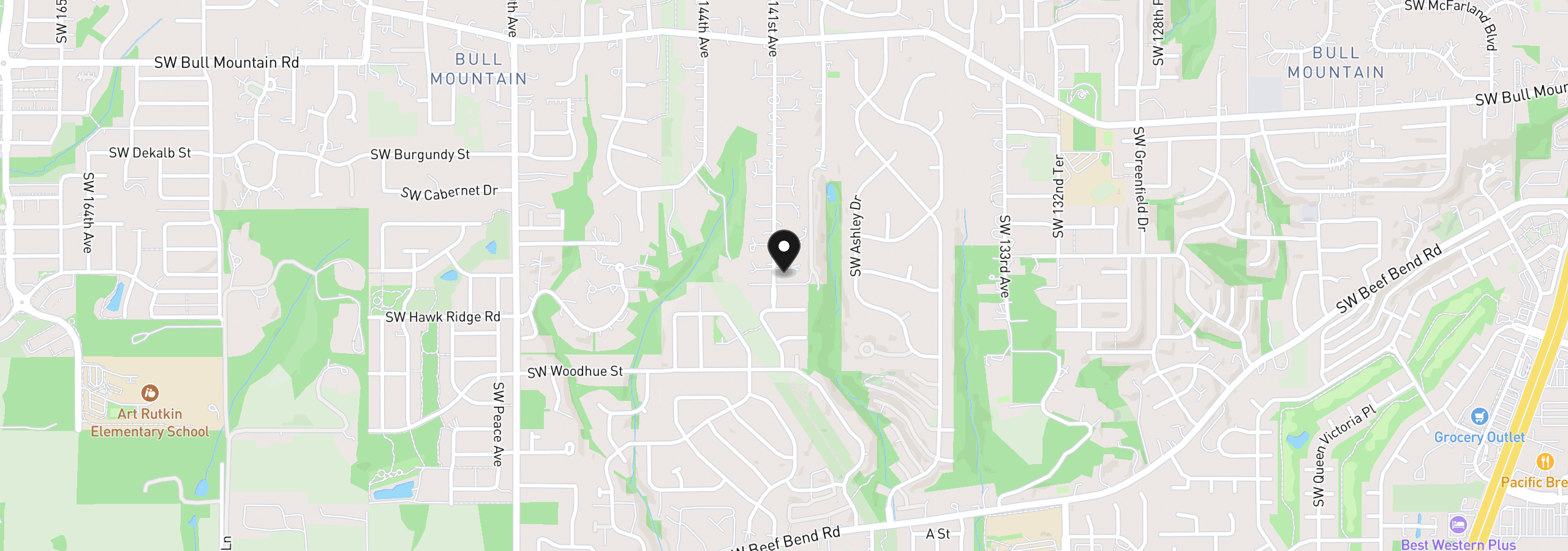 Map showing the location of 15290 SW 141st Ave, Portland, OR 97224