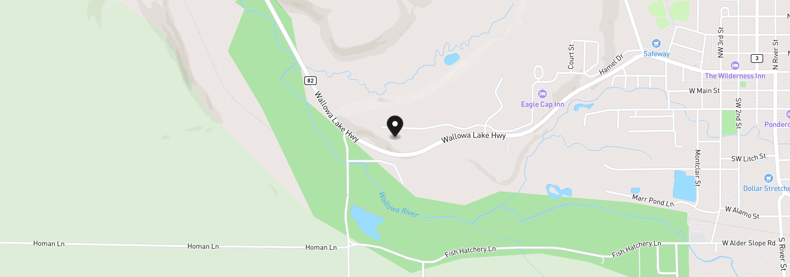 Map showing the location of 88246 Red Hawk Ln, Enterprise, OR 97828