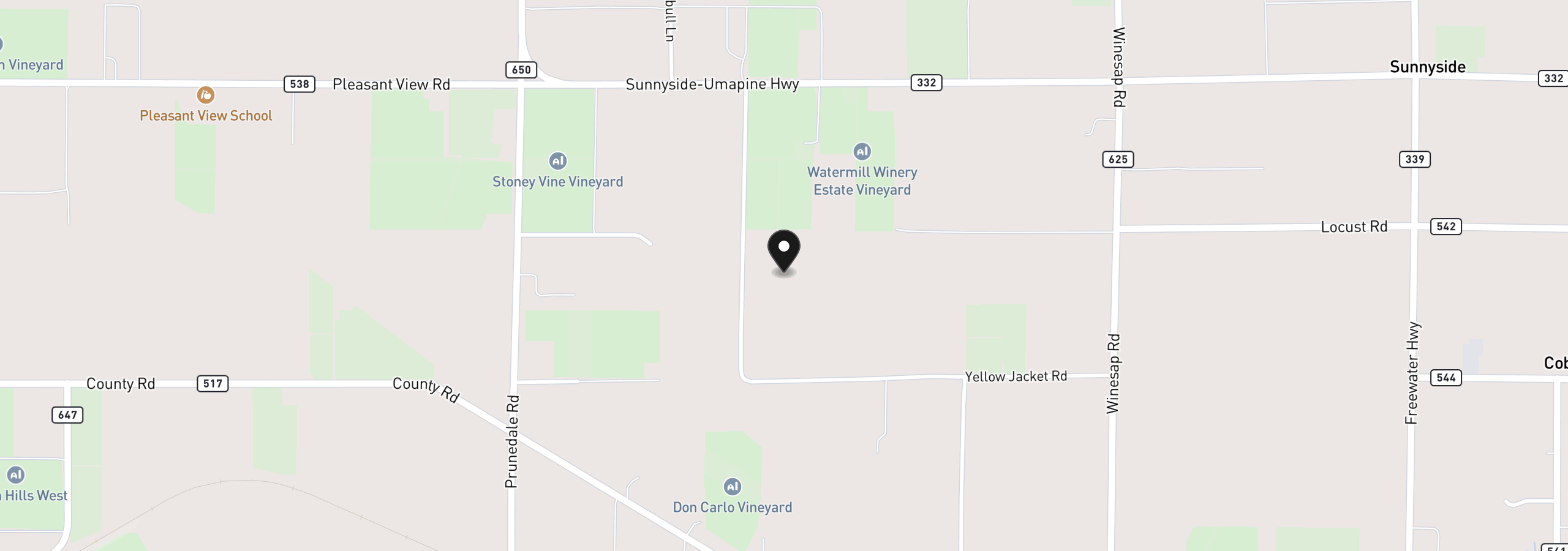 Map showing the location of 00 Yellowjacket Rd, Milton-Freewater, OR 97862