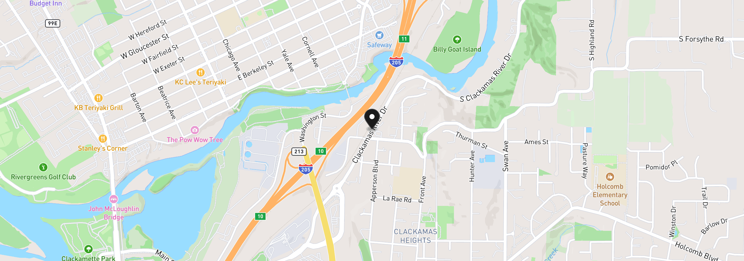Map showing the location of Clackamas River Dr, Oregon City, OR 97045