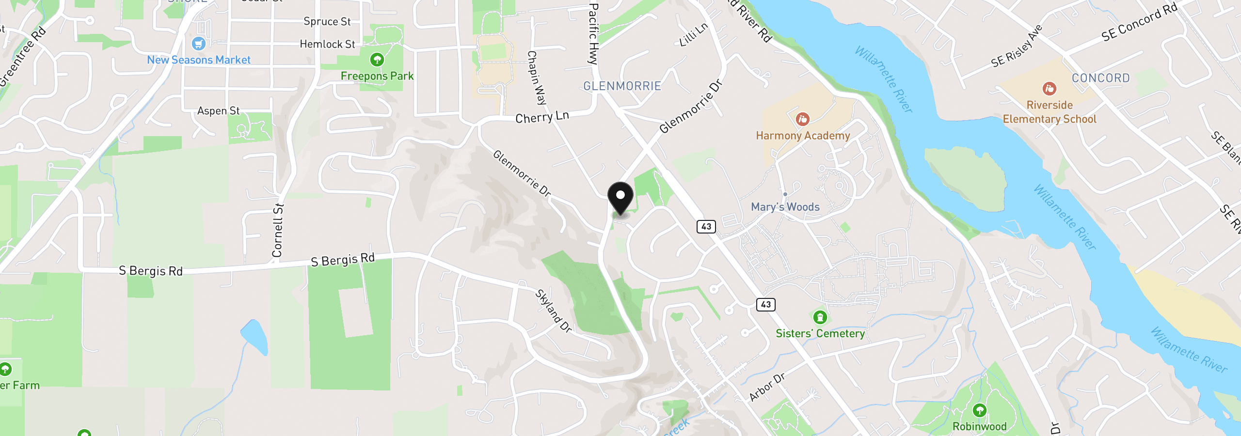 Map showing the location of 17454 Brookhurst Ct, Lake Oswego, OR 97034