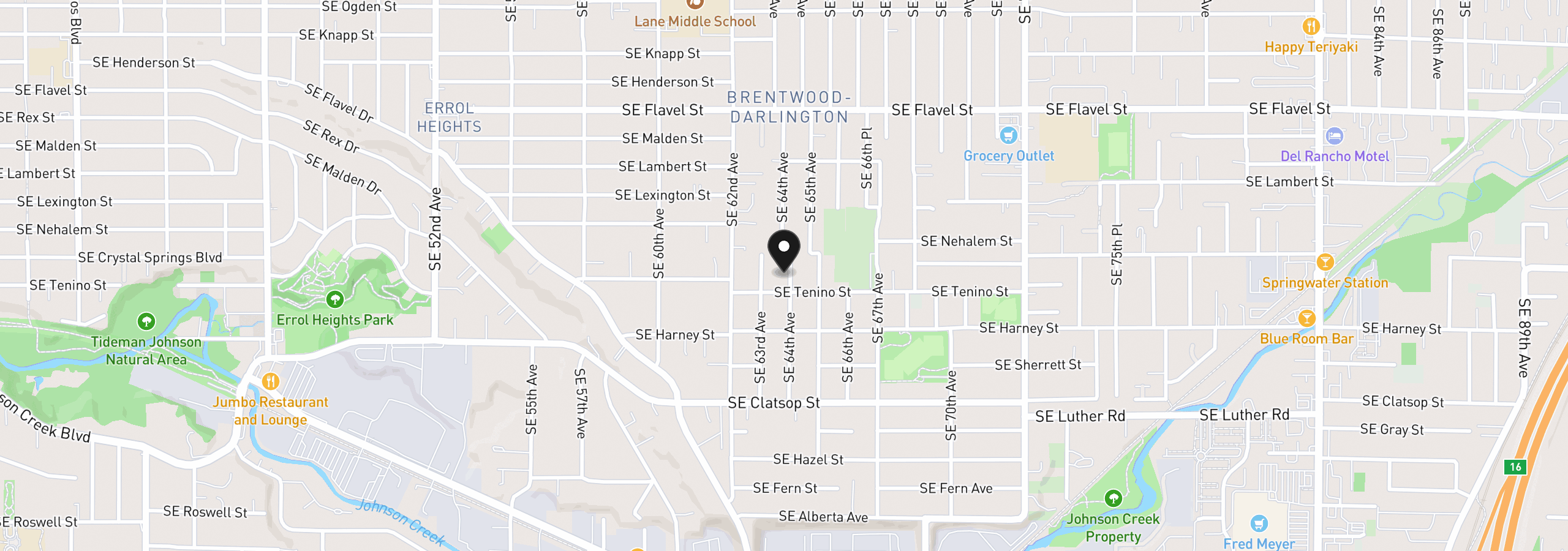 Map showing the location of 8115 SE 64th Ave, Portland, OR 97206