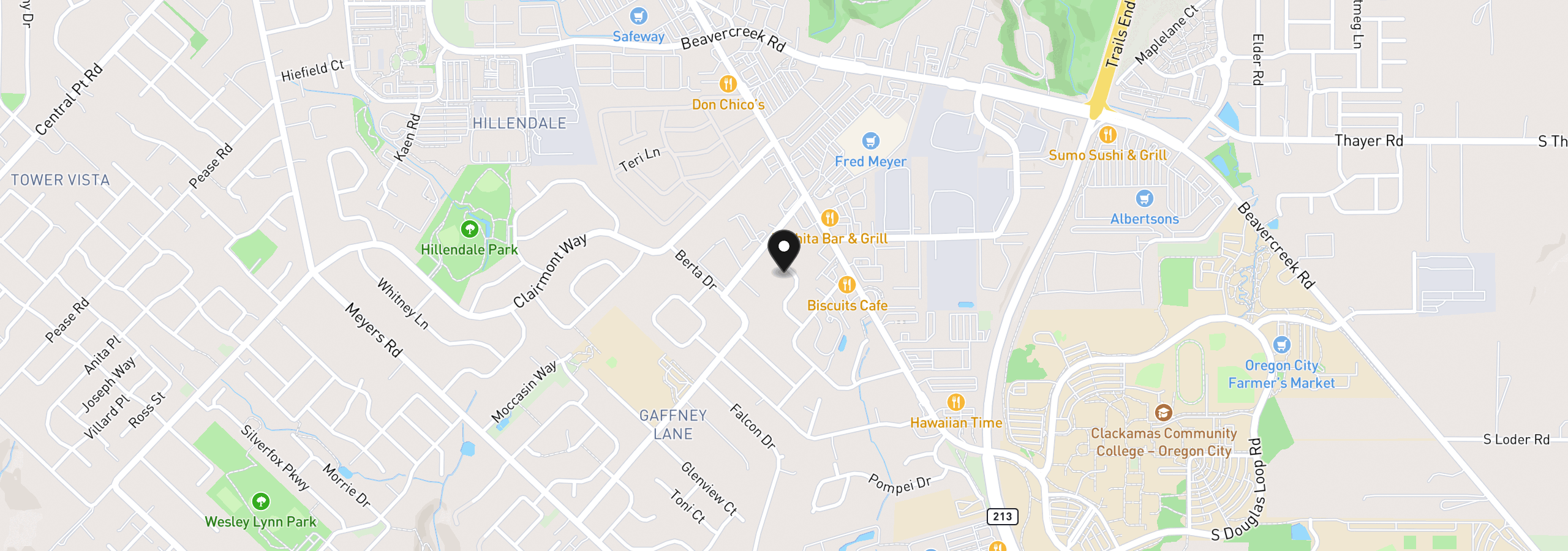 Map showing the location of 19221 Cokeron Dr, Oregon City, OR 97045