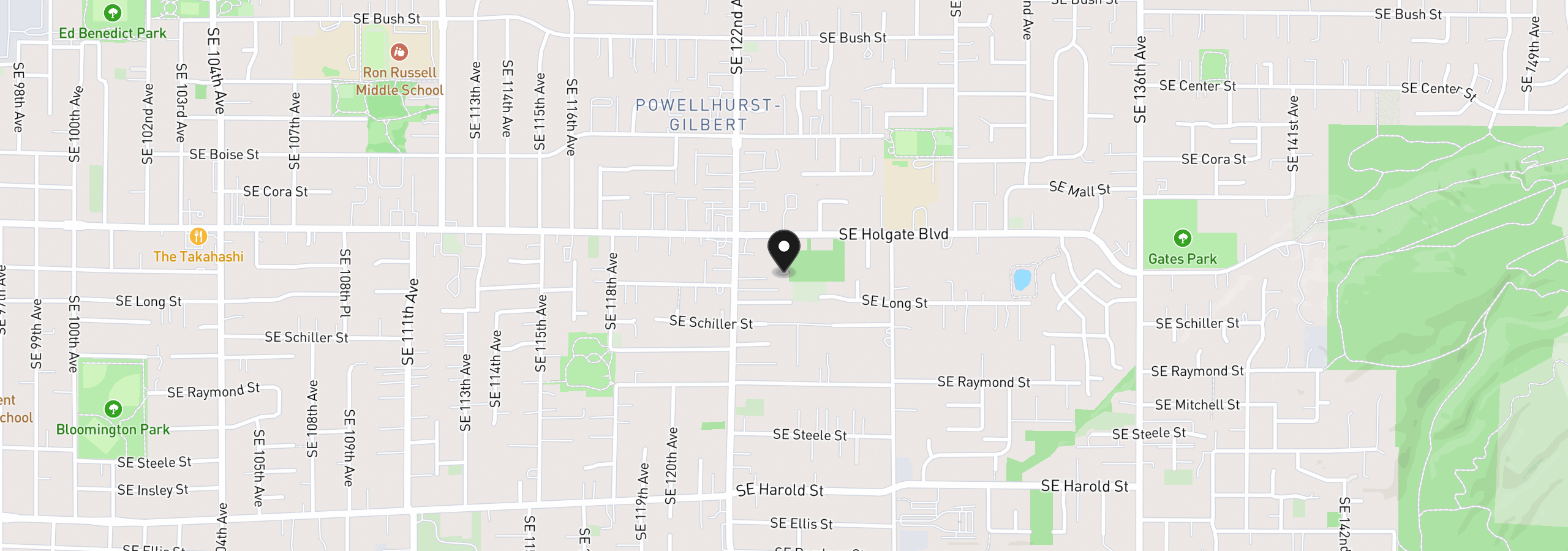 Map showing the location of 12336 SE Holgate Blvd 2, Portland, OR 97236