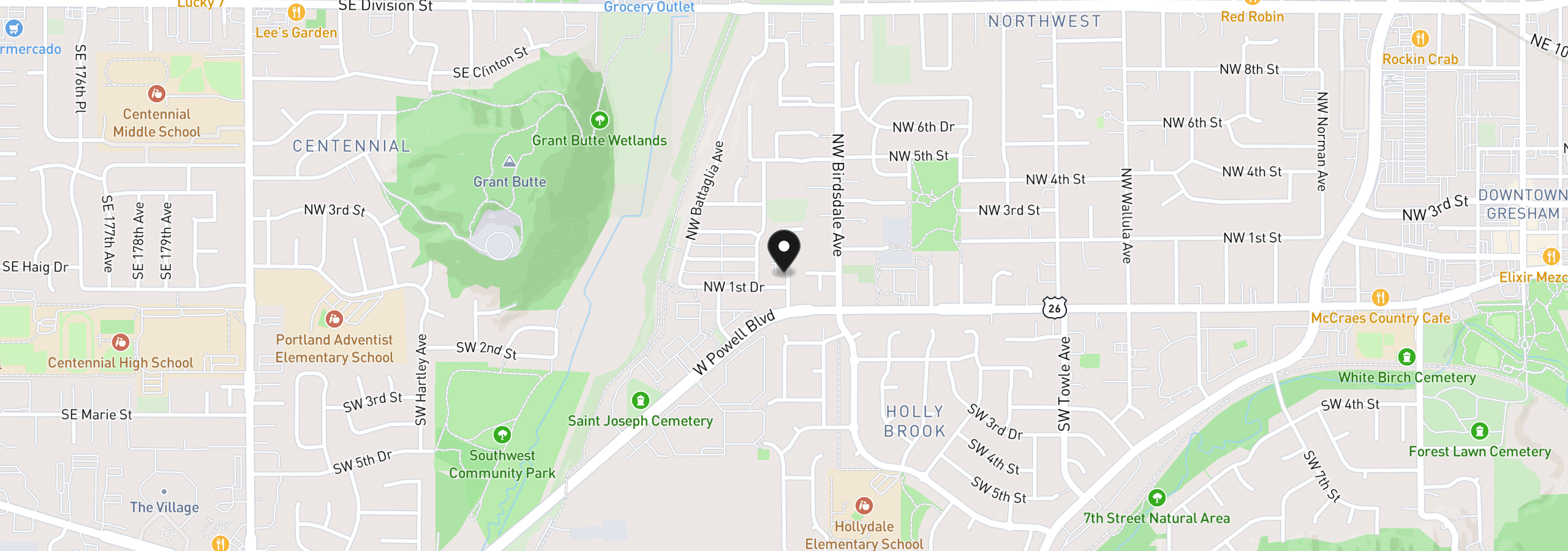 Map showing the location of 137 NW Mawrcrest Ave, Gresham, OR 97030