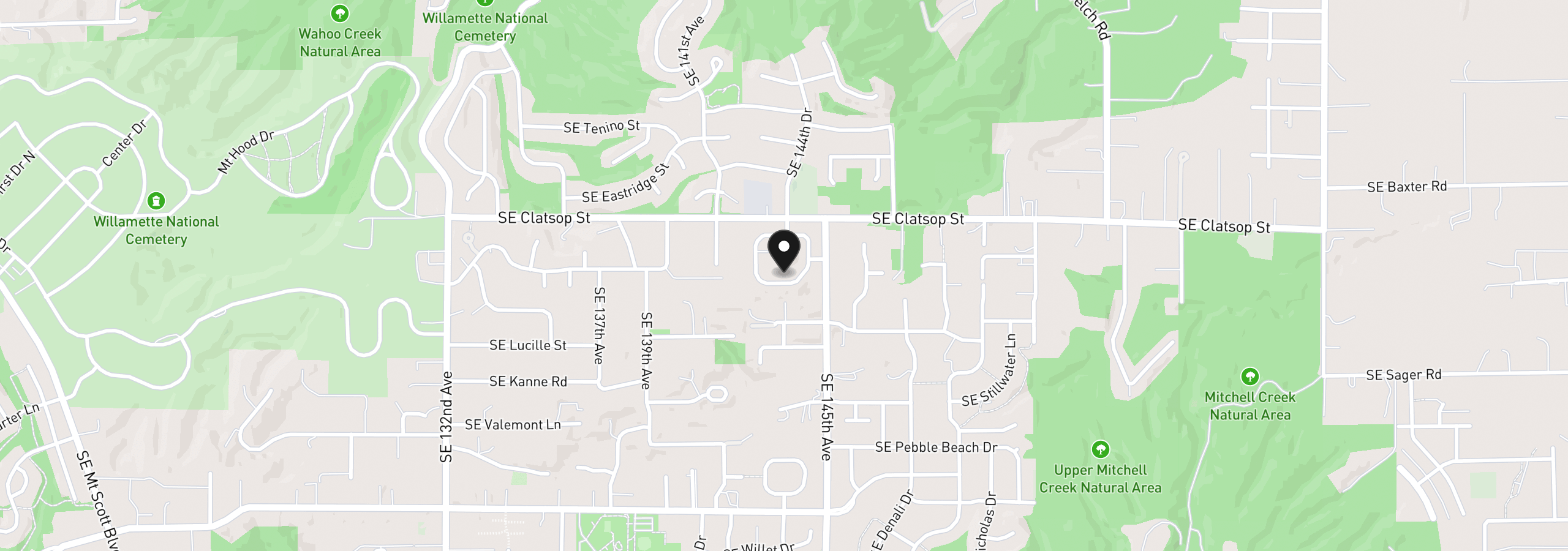 Map showing the location of 14402 SE Donatello Loop, Happy Valley, OR 97086