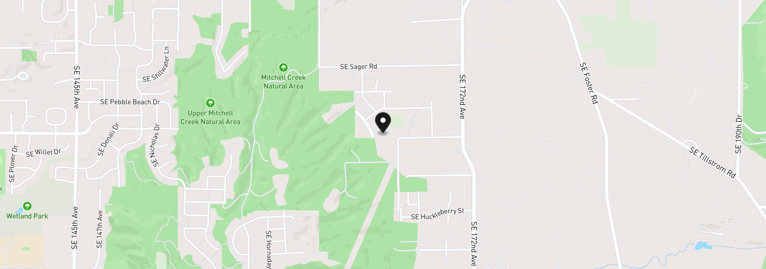 Map showing the location of 16671 SE Wintergreen St, Happy Valley, OR 97086
