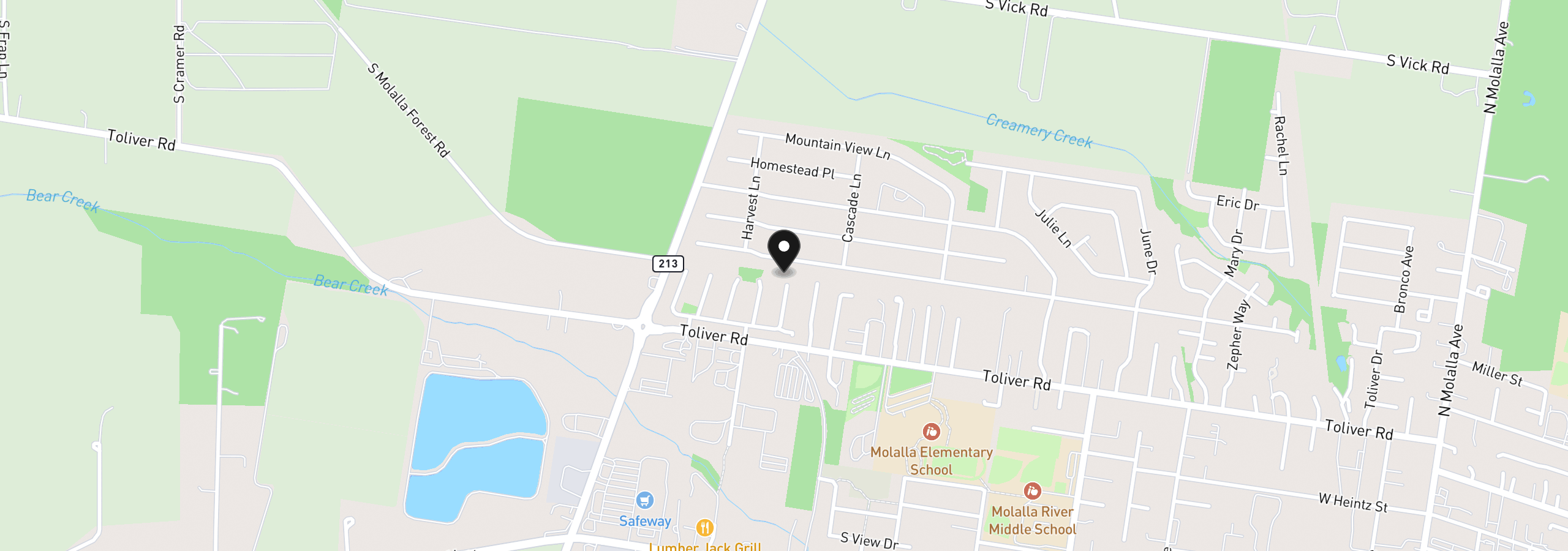 Map showing the location of 744 Saint James Pl, Molalla, OR 97038