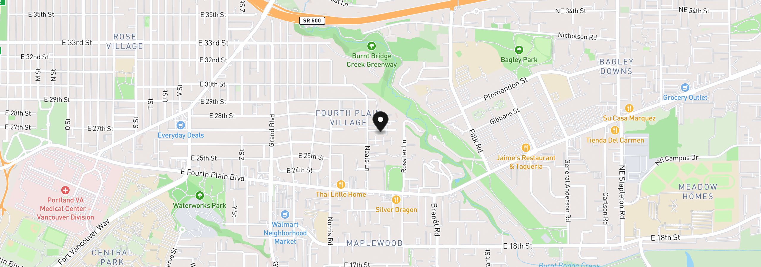 Map showing the location of 2613 Neals Ln, Vancouver, Wa 98661