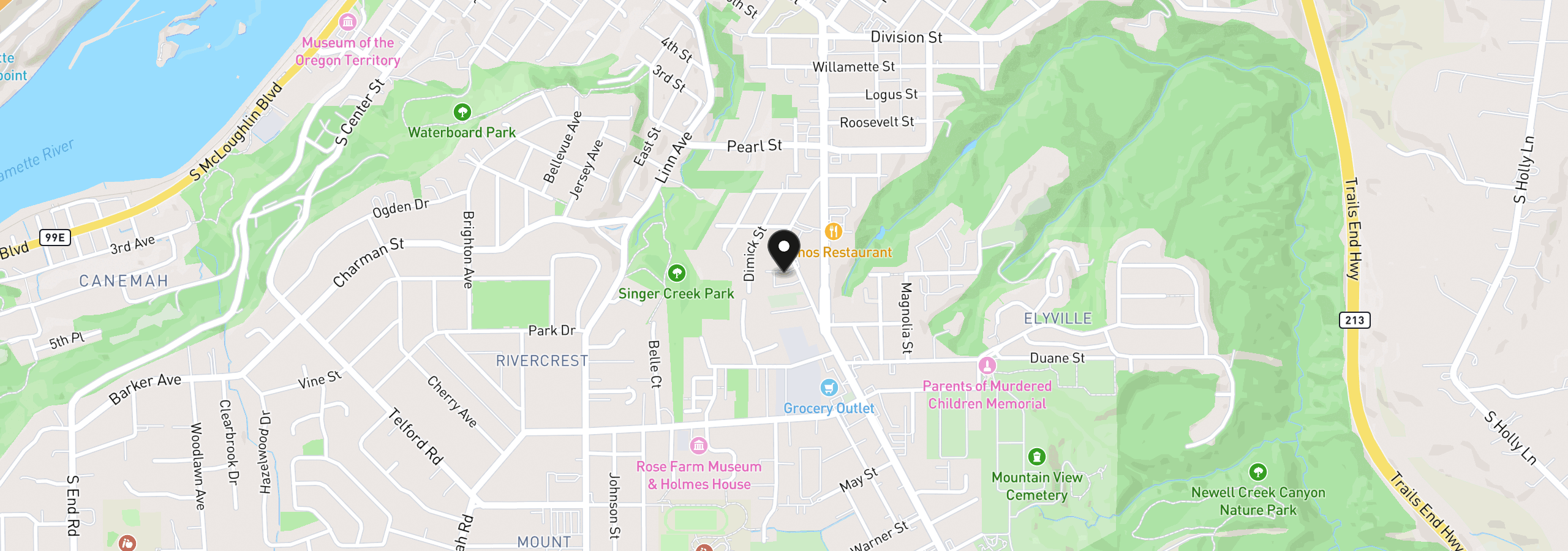 Map showing the location of 13120 Seasons Ln, Oregon City, OR 97045