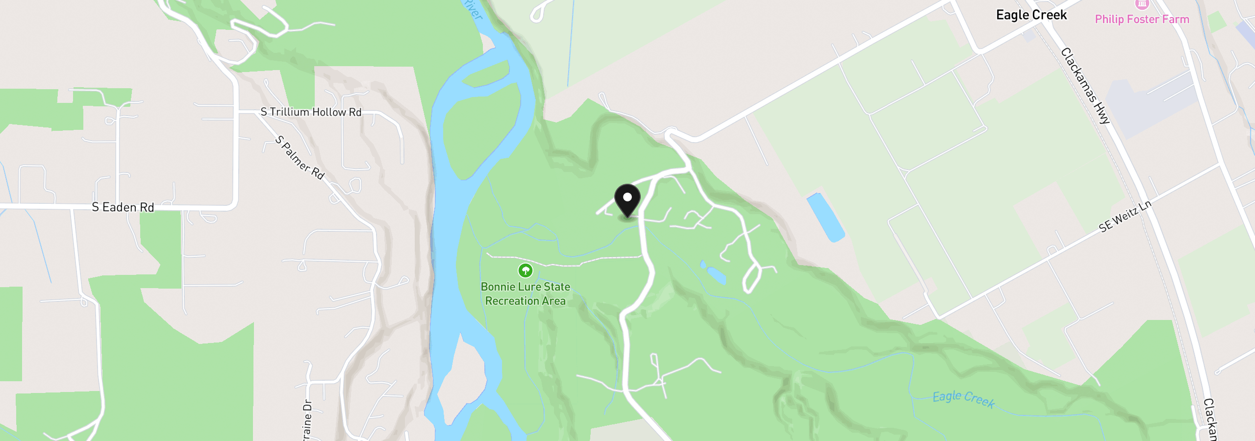 Map showing the location of 23689 SE Dowty Rd, Eagle Creek, OR 97022