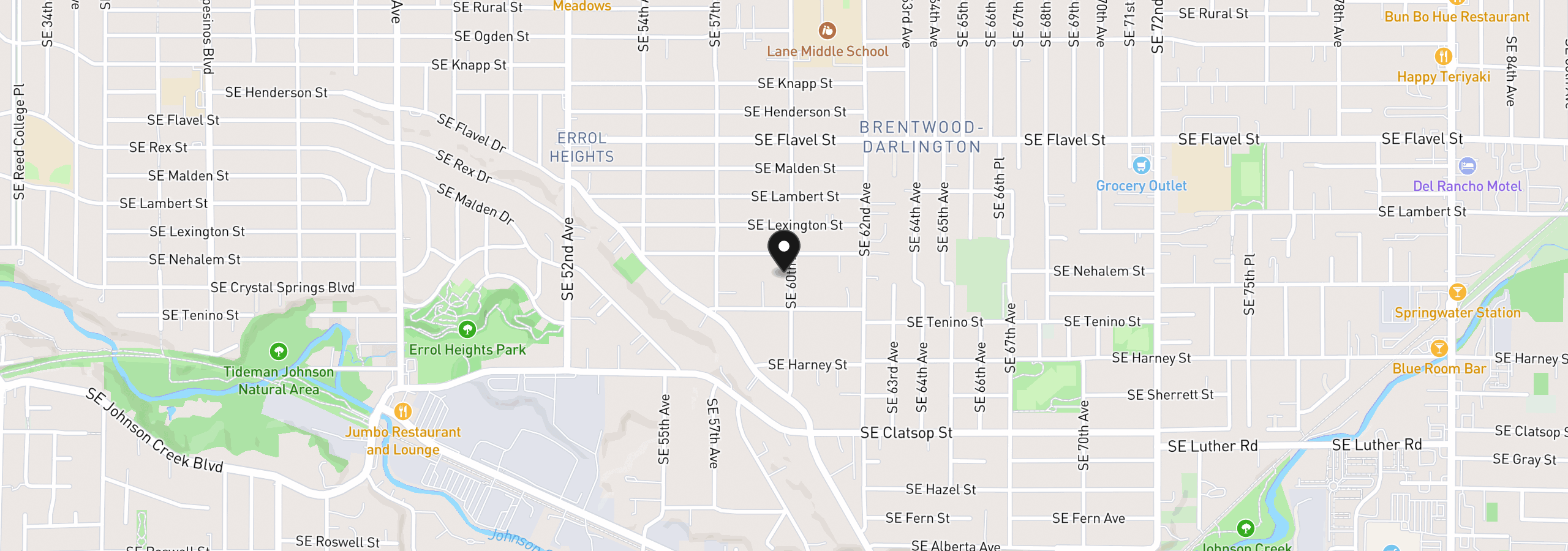 Map showing the location of 8035 SE 60th Ave, Portland, OR 97206