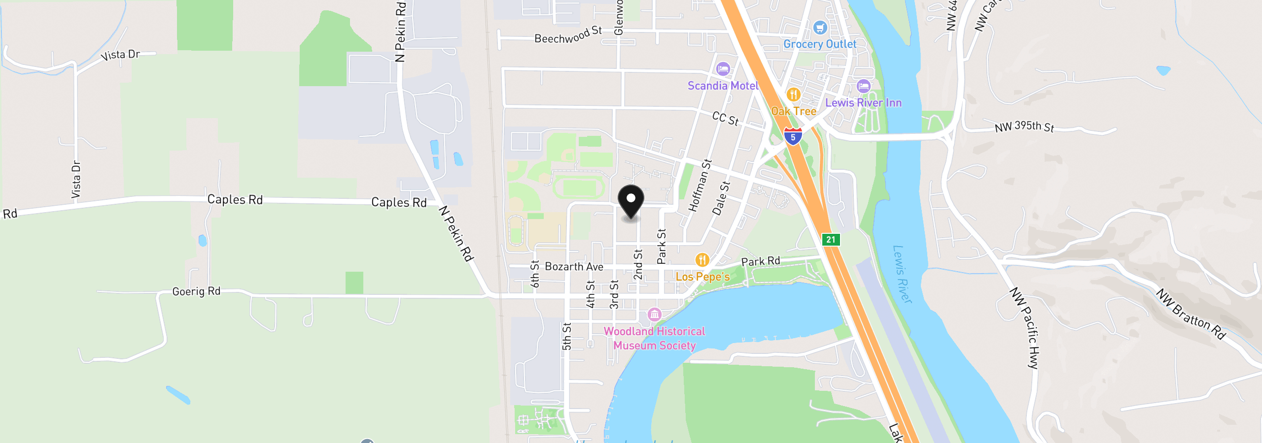 Map showing the location of 733 2nd St, Woodland, Wa 98674