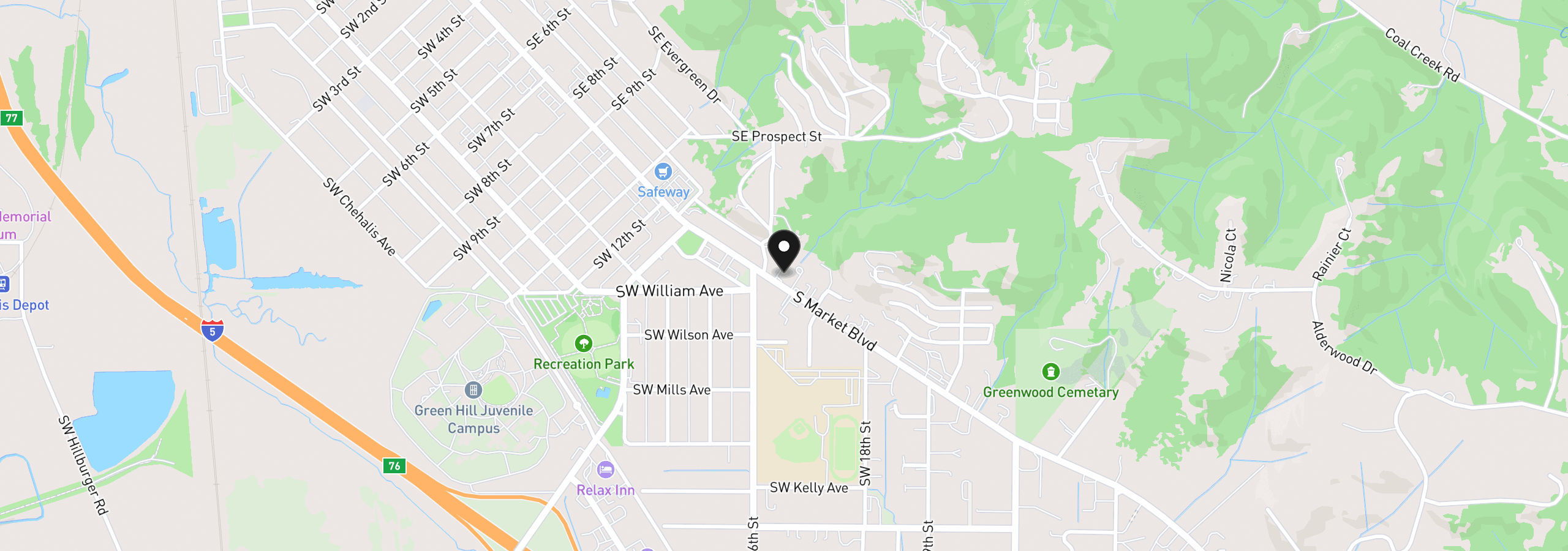 Map showing the location of 1626 S Market Blvd, Chehalis, Wa 98532
