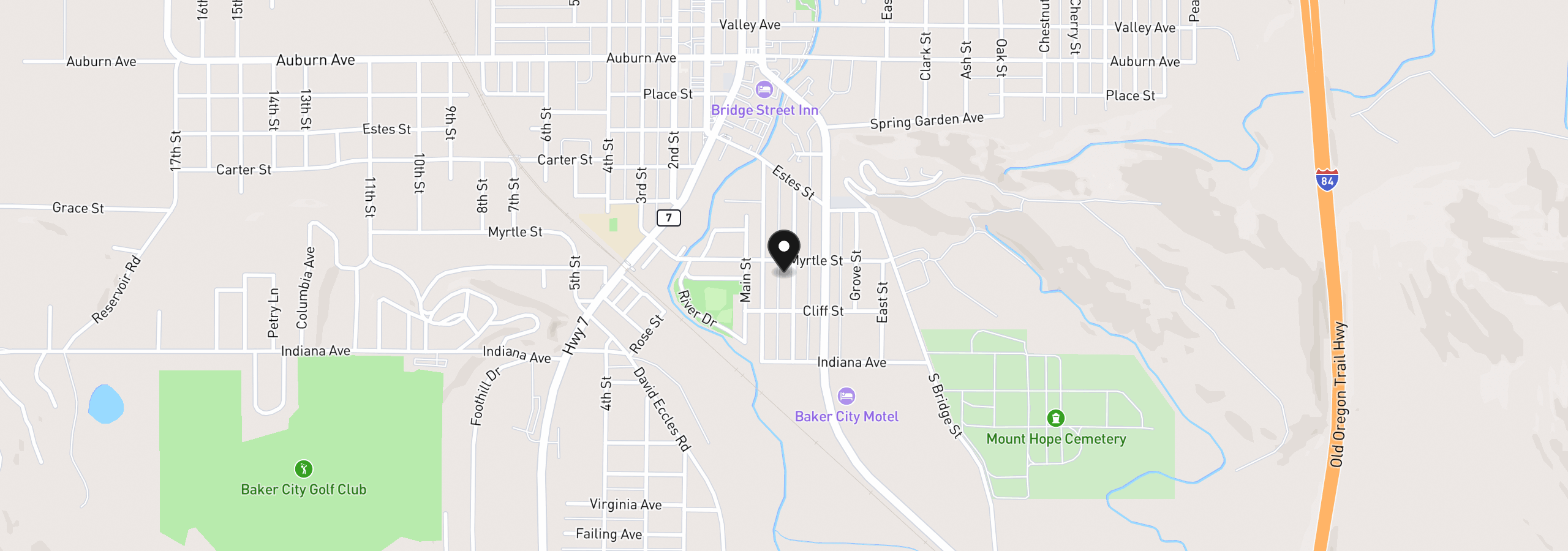 Map showing the location of 1029 Walnut St, Baker City, OR 97814