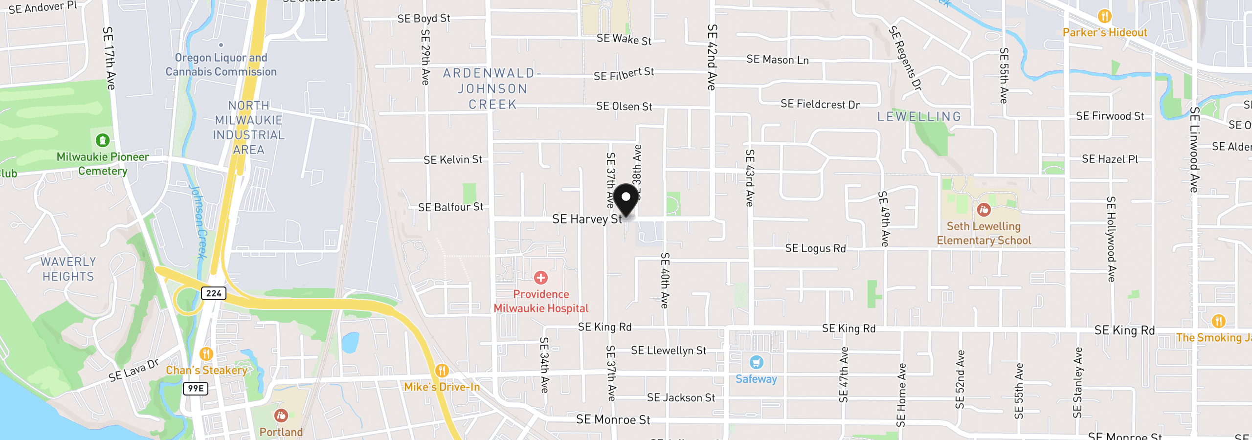 Map showing the location of 9963 SE Cottage Ln 6, Milwaukie, OR 97222