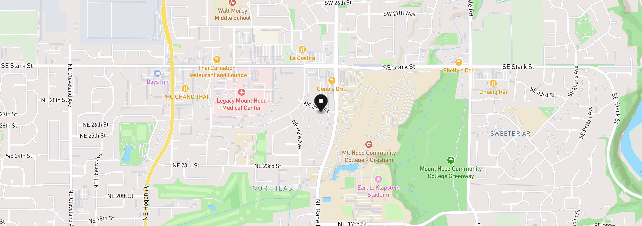 Map showing the location of 3250 NE 29th St, Gresham, OR 97030