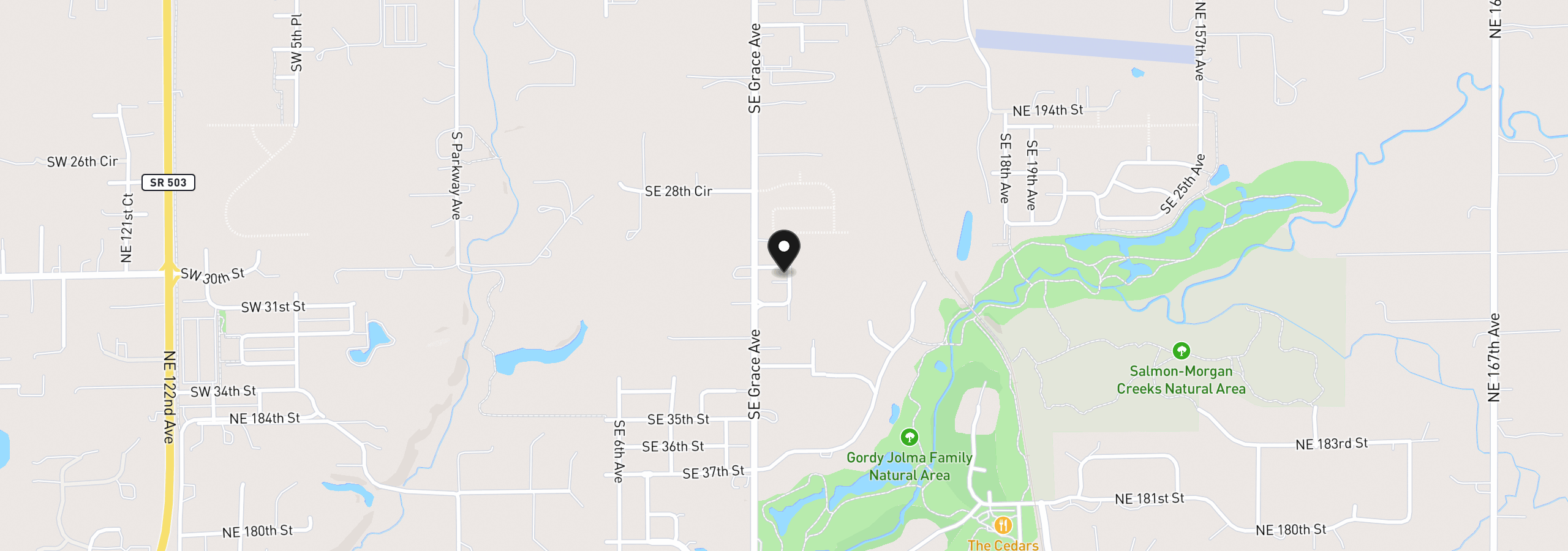 Map showing the location of 1017 SE 30th St, Battle Ground, Wa 98604