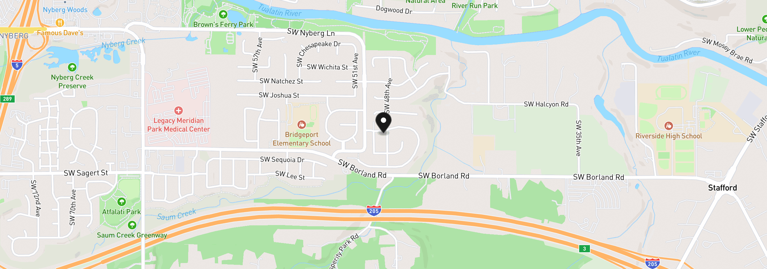 Map showing the location of 19705 SW 48th Ave, Tualatin, OR 97062
