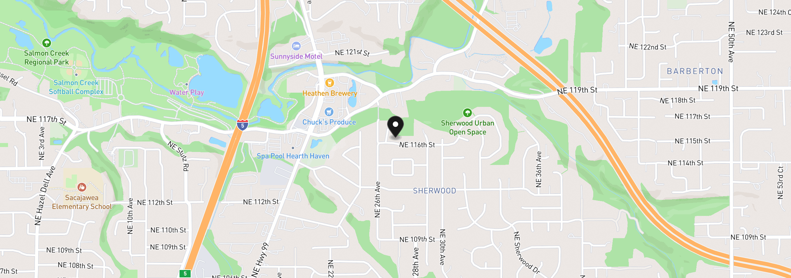 Map showing the location of 2616 NE 116th St, Vancouver, Wa 98686