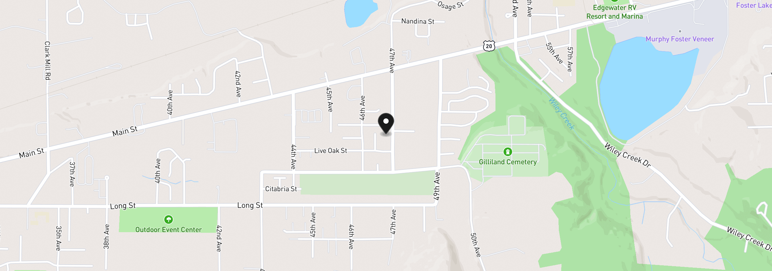 Map showing the location of 1228 47th Ave, Sweet Home, OR 97386