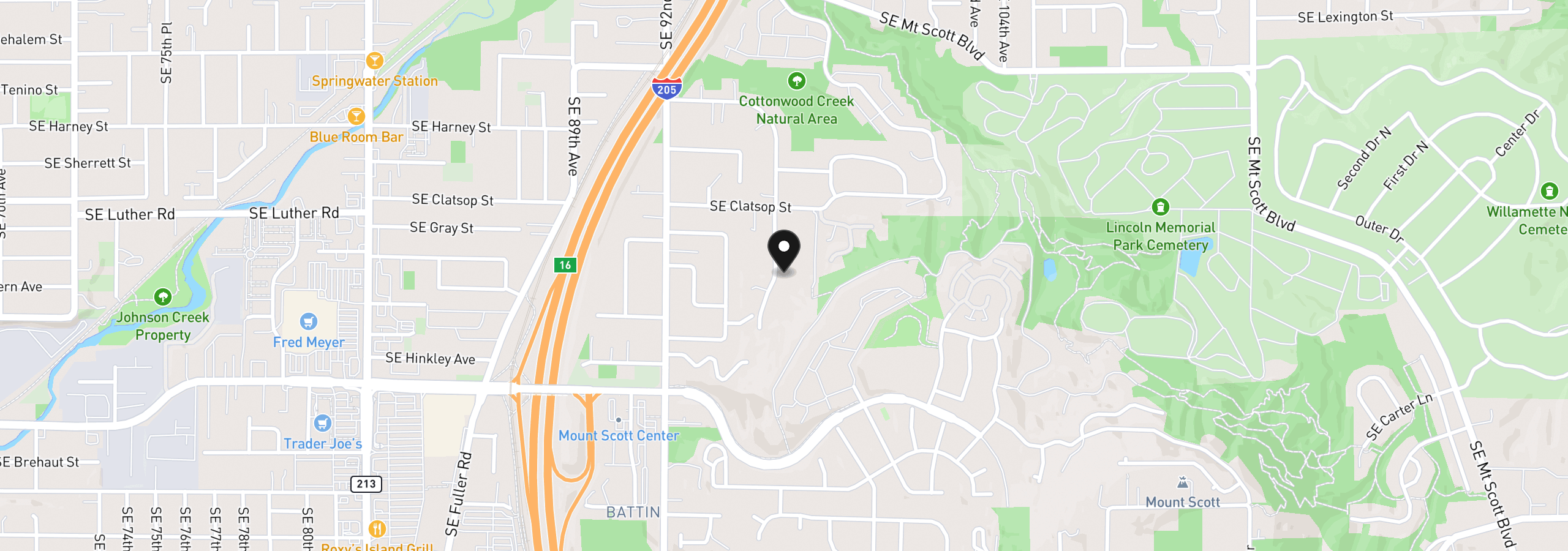Map showing the location of SE Tenino Ct 1001, Portland, OR 97086