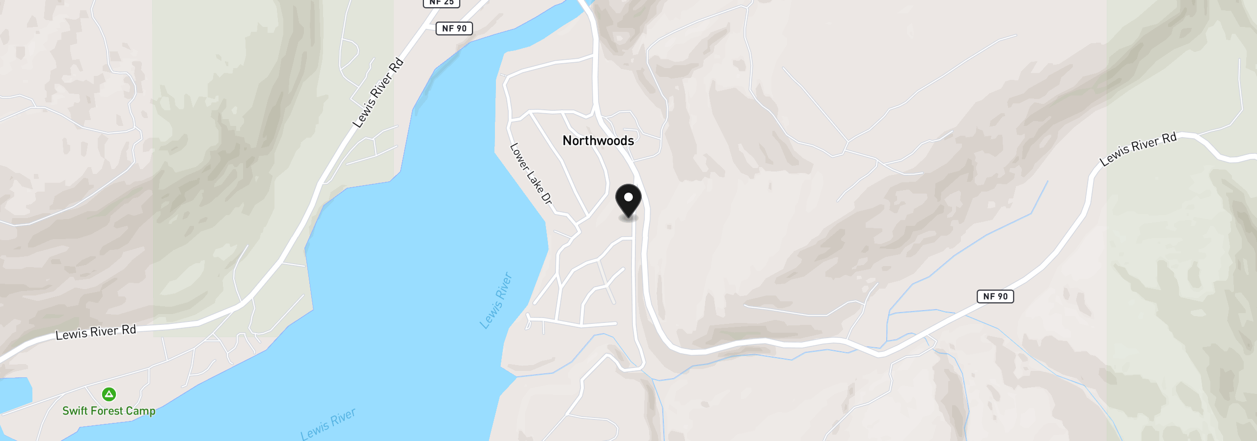 Map showing the location of Cabin 177 Northwoods, Cougar, Wa 98616