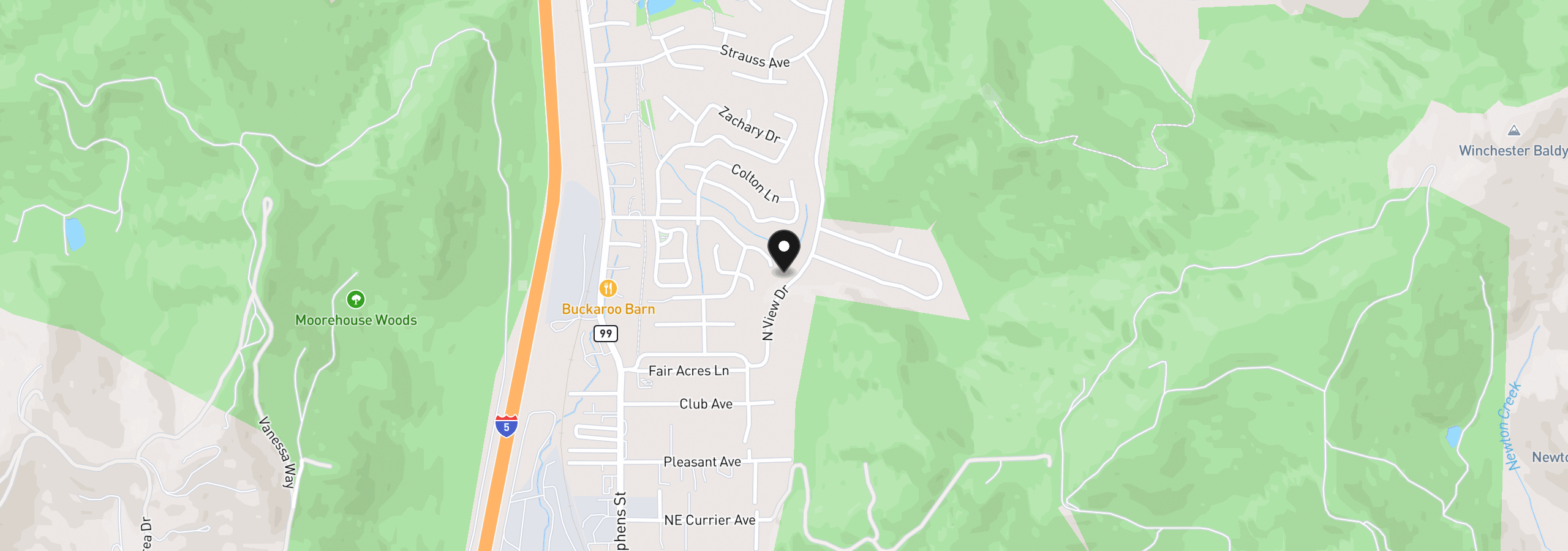 Map showing the location of 448 N View Dr, Roseburg, OR 97470