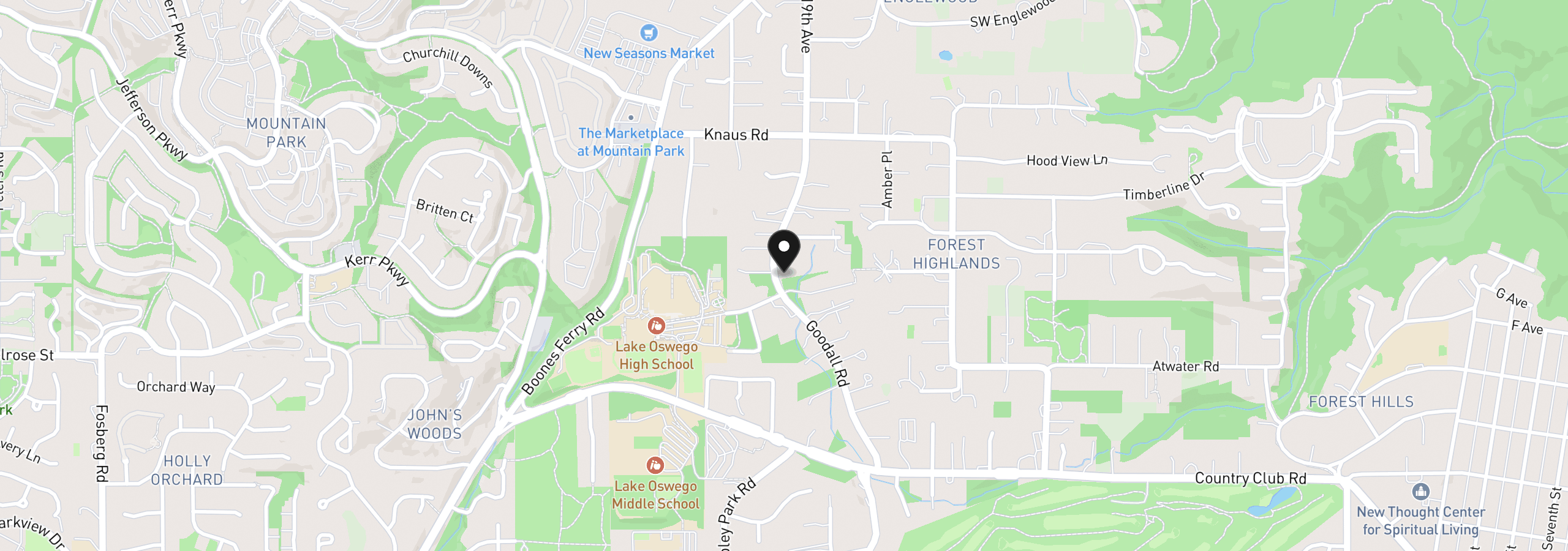 Map showing the location of 13586 Goodall Rd 8, Lake Oswego, OR 97034