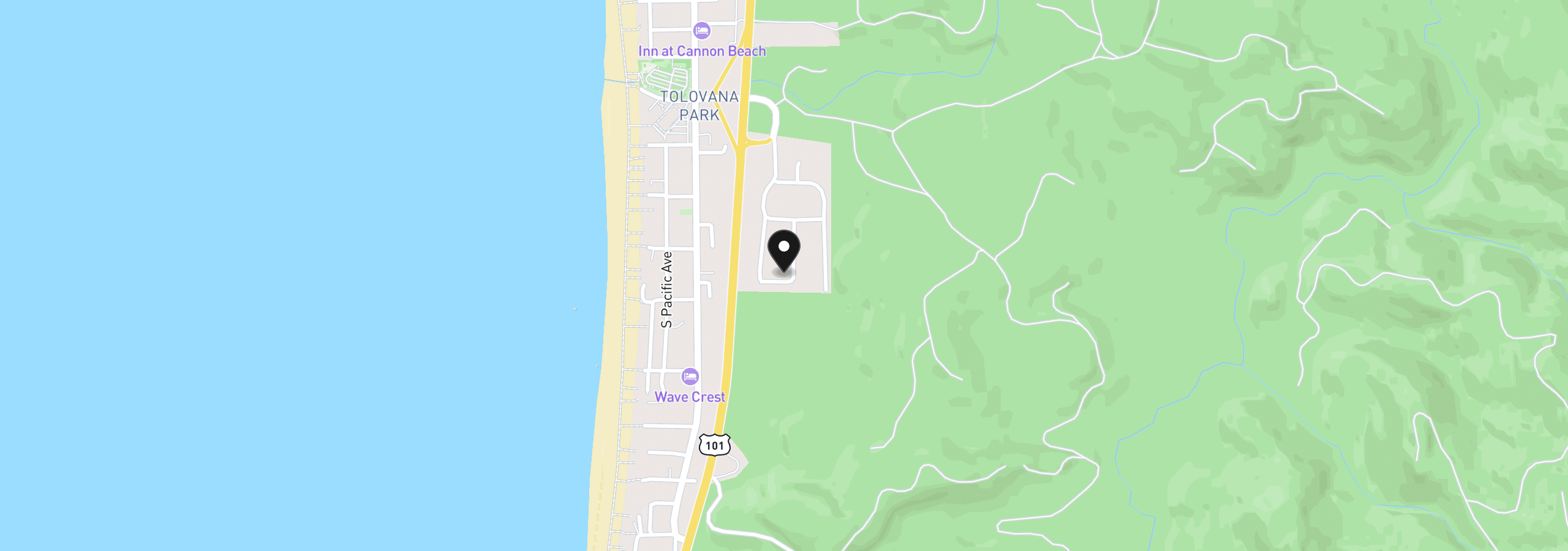 Map showing the location of 3788 Coho Pl, Cannon Beach, OR 97110
