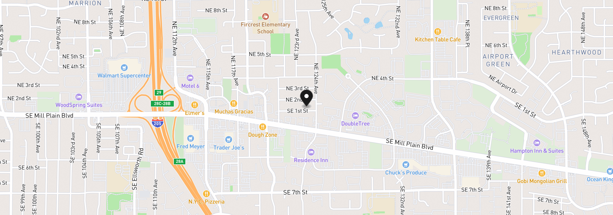 Map showing the location of 12306 SE 1st St, Vancouver, Wa 98660