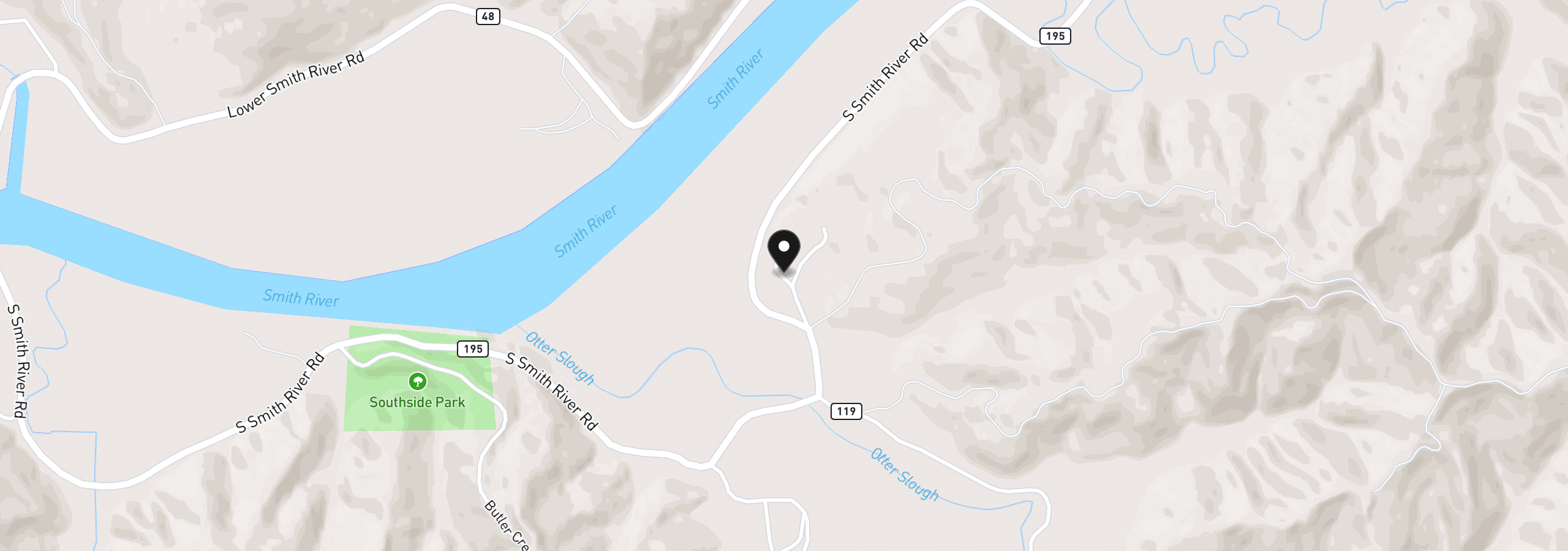 Map showing the location of 2475 S Smith River Rd, Reedsport, OR 97467