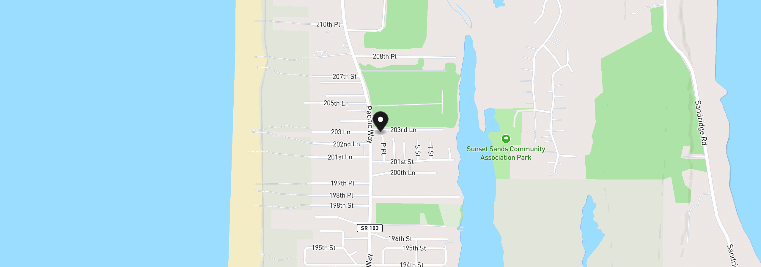 Map showing the location of 1700 203rd Ln, Ocean Park, Wa 98640
