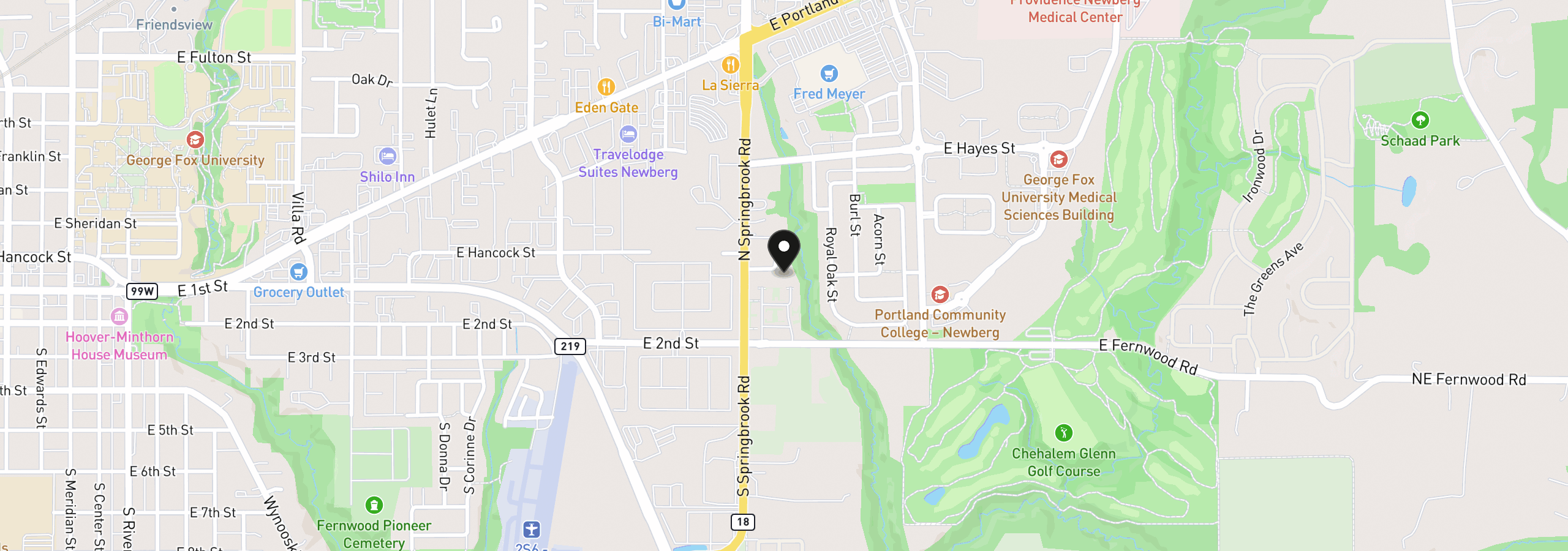 Map showing the location of 3226 E Province Ct, Newberg, OR 97132
