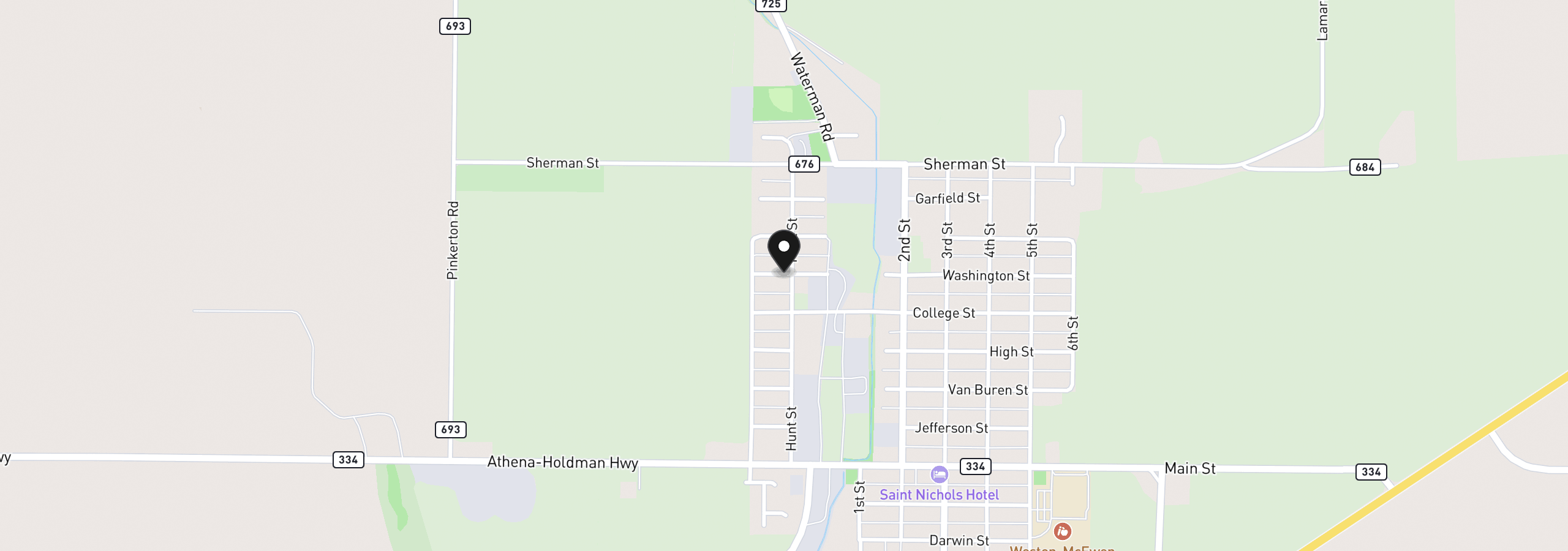Map showing the location of 510 Washington St, Athena, OR 97813