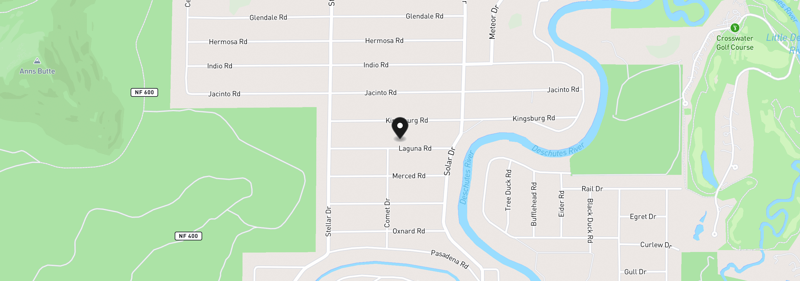 Map showing the location of 17118 Laguna Rd, Bend, OR 97707