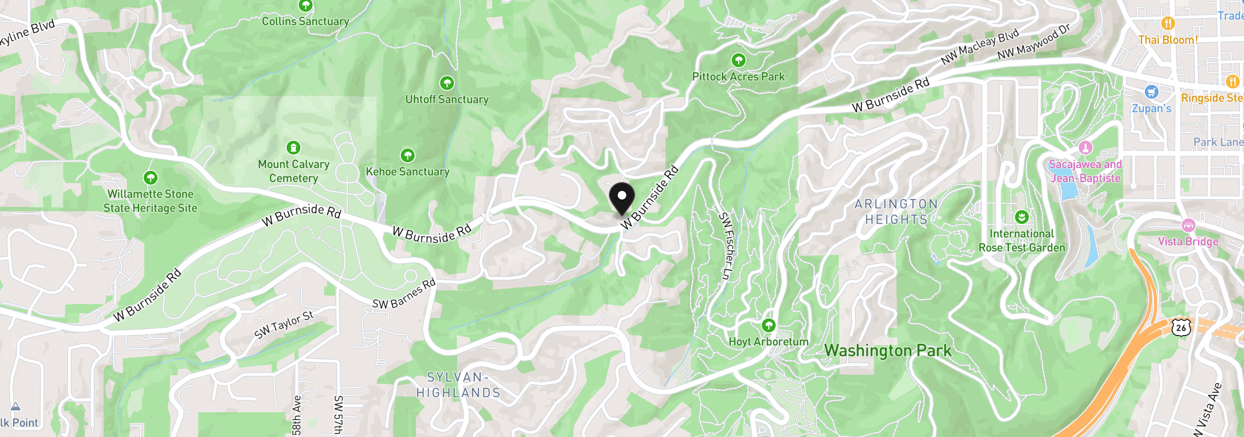 Map showing the location of 4403 W Burnside Rd, Portland, OR 97210
