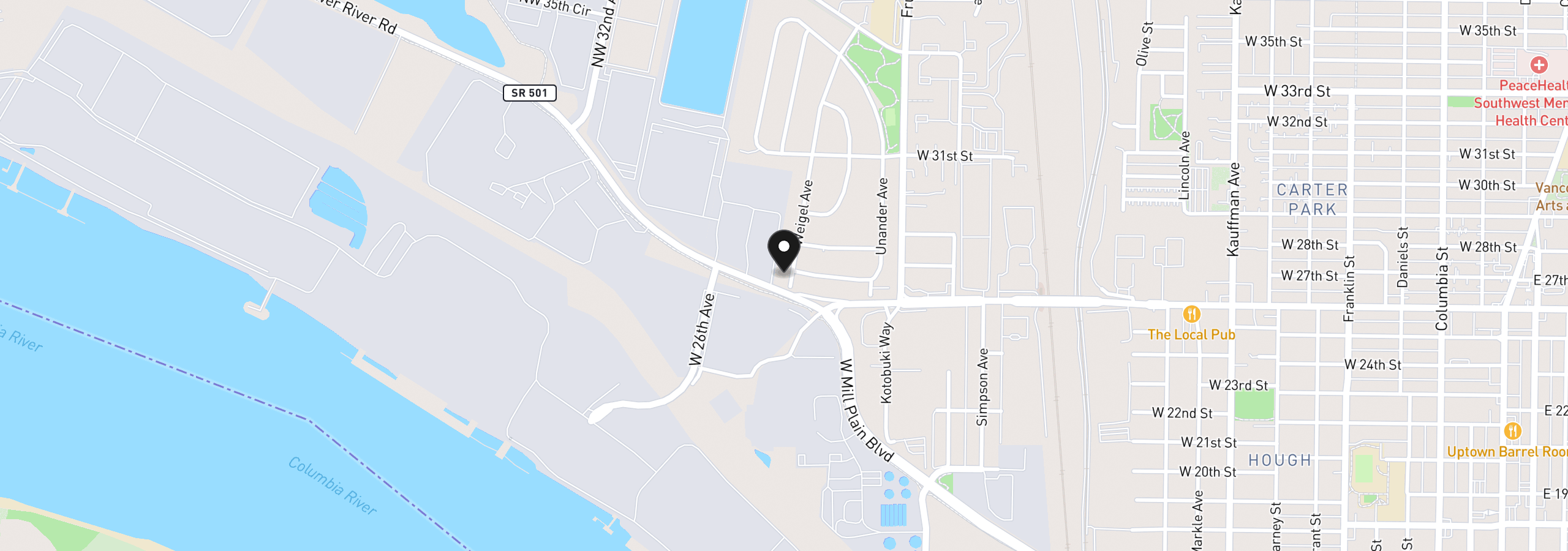 Map showing the location of 2608 Weigel Ave, Vancouver, Wa 98660