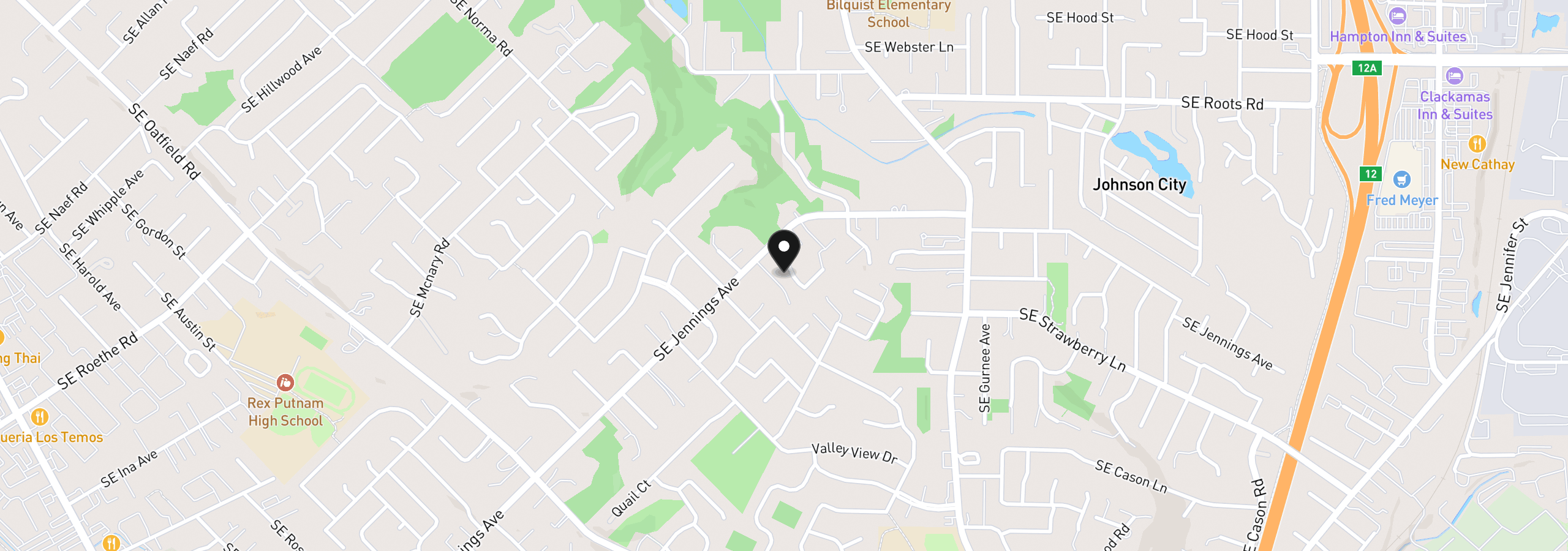 Map showing the location of 16677 SE Kingsridge Ct, Milwaukie, OR 97267