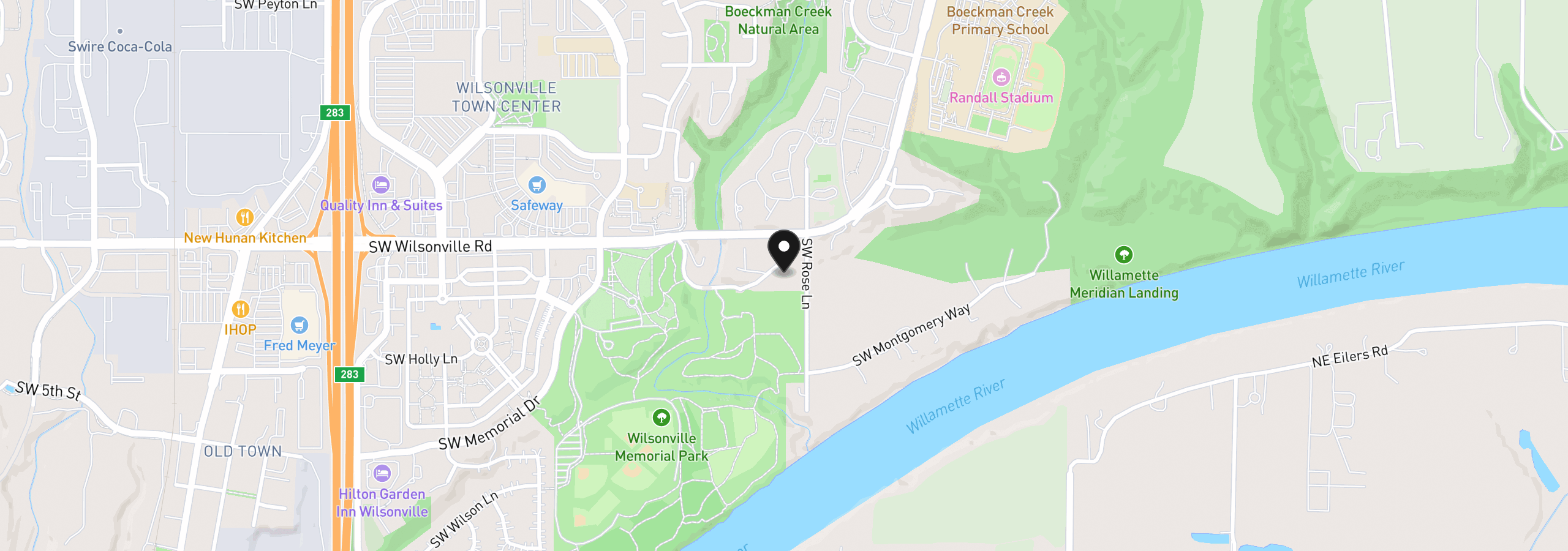 Map showing the location of 7490 SW Schroeder Way, Wilsonville, OR 97070