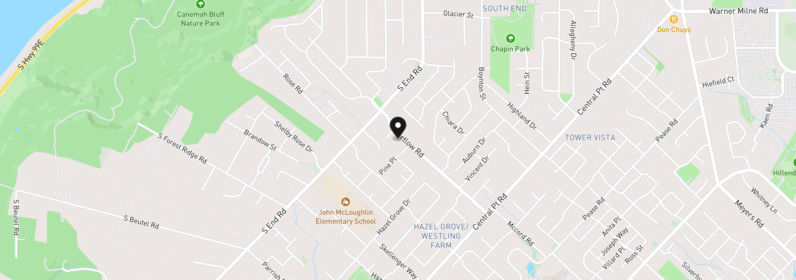 Map showing the location of 11720 Partlow Rd, Oregon City, OR 97045