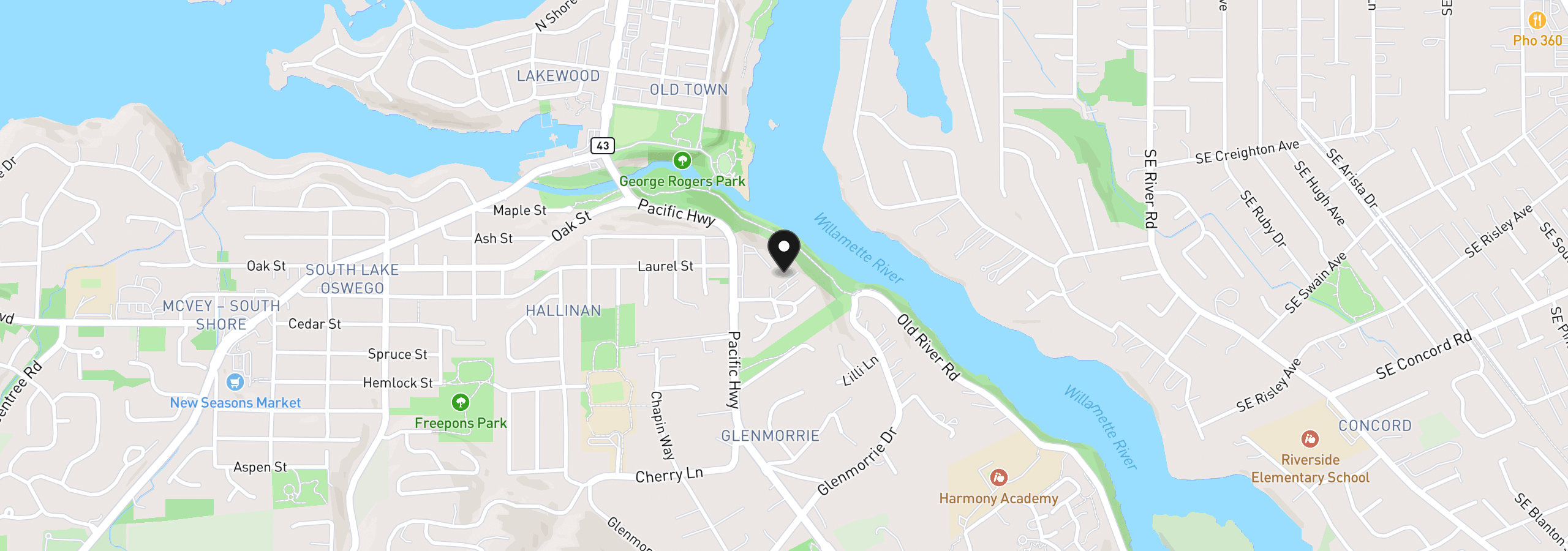 Map showing the location of 200 Burnham Rd 303, Lake Oswego, OR 97034