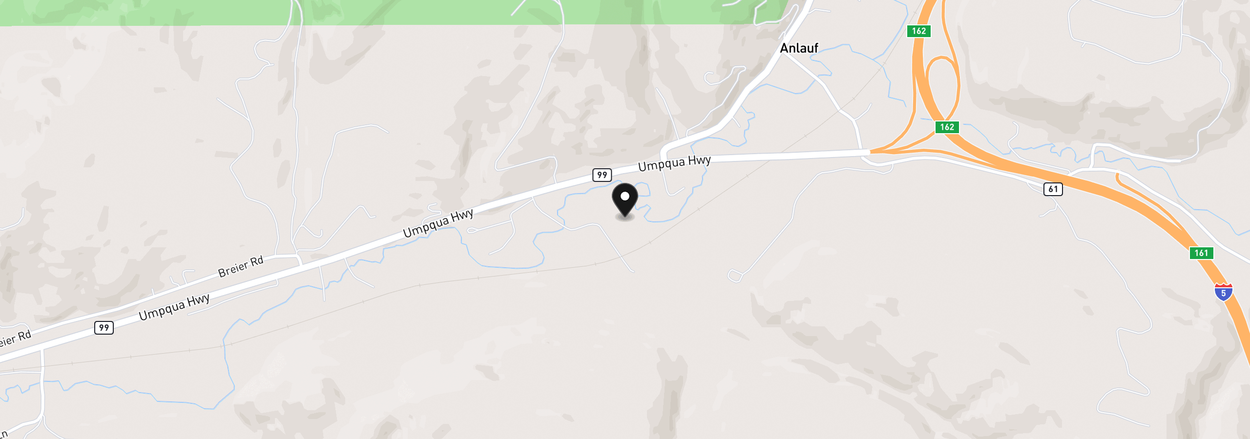 Map showing the location of 5143 Umpqua Highway 99, Drain, OR 97435