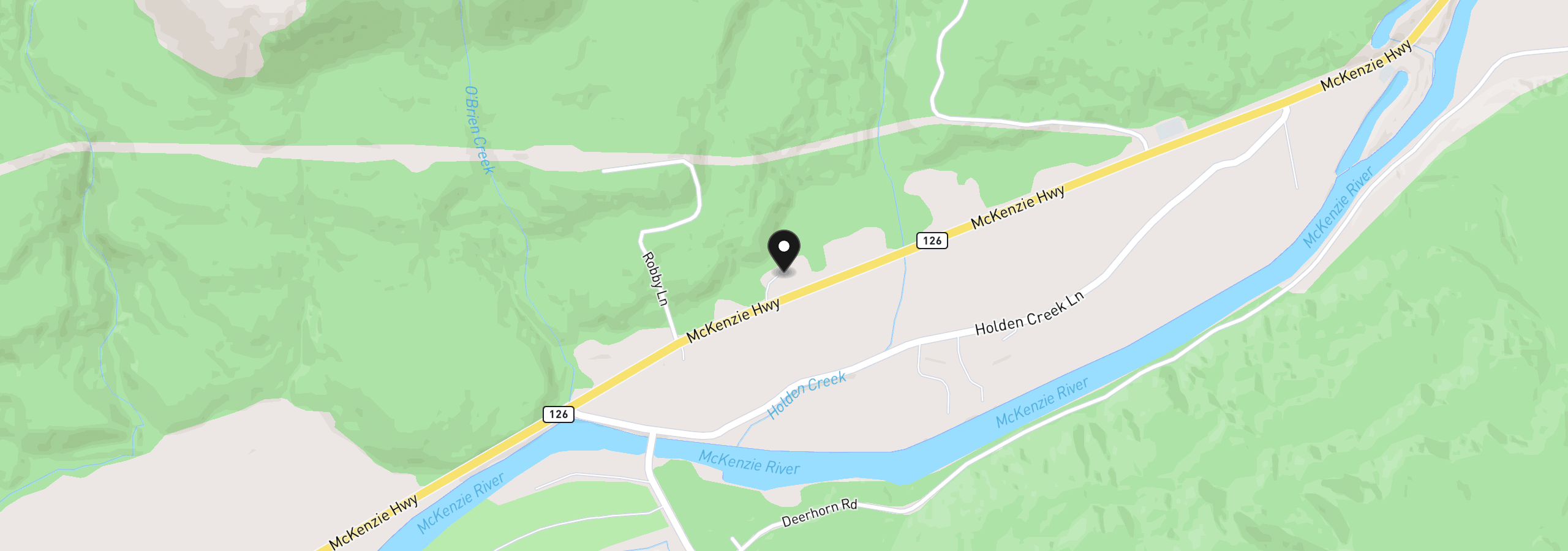 Map showing the location of 41947 McKenzie Hwy, Springfield, OR 97478