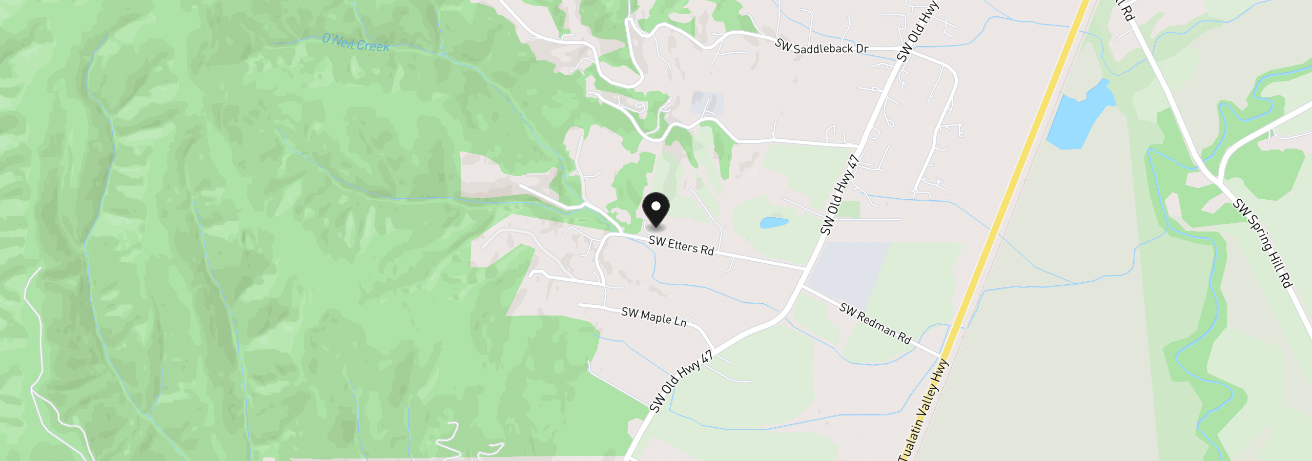 Map showing the location of 45643 SW Etters Rd, Gaston, OR 97119