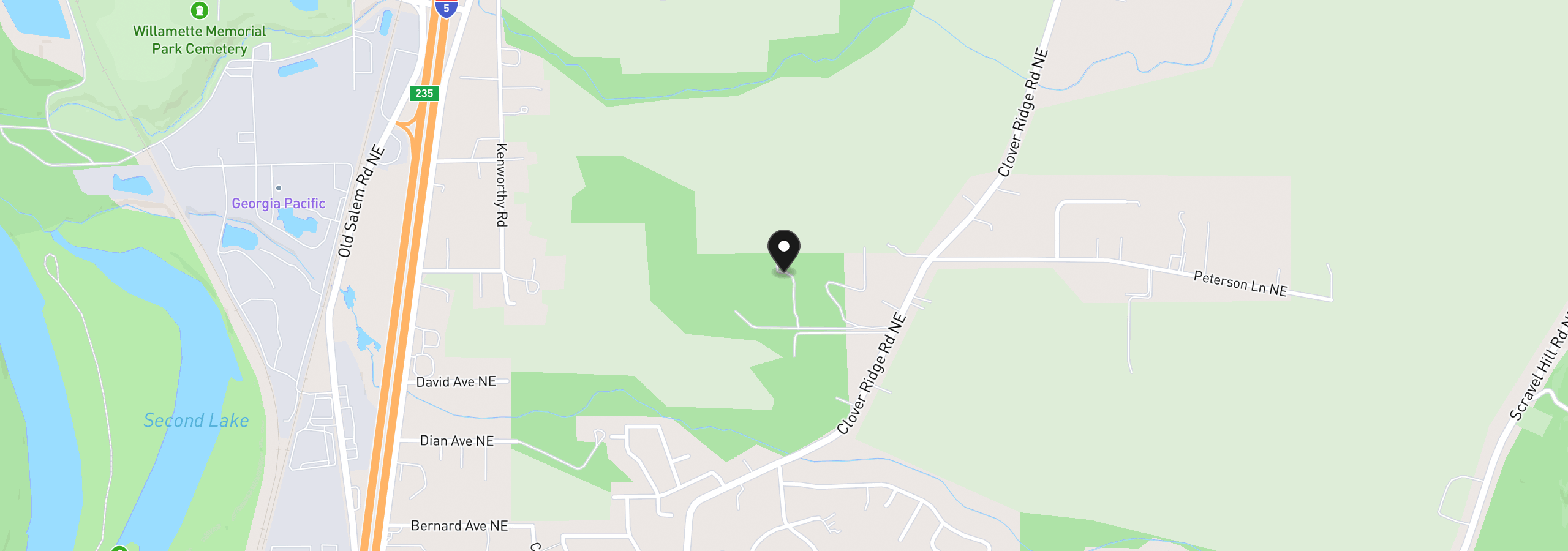 Map showing the location of 1780 Clover Ridge Rd NE, Albany, OR 97322